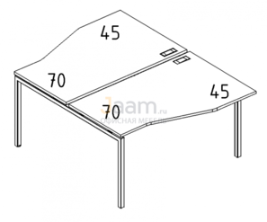 Мебель для персонала Рабочая станция со столами эргономичными "Техно"на металлокаркасе DUE Б2 189 БП